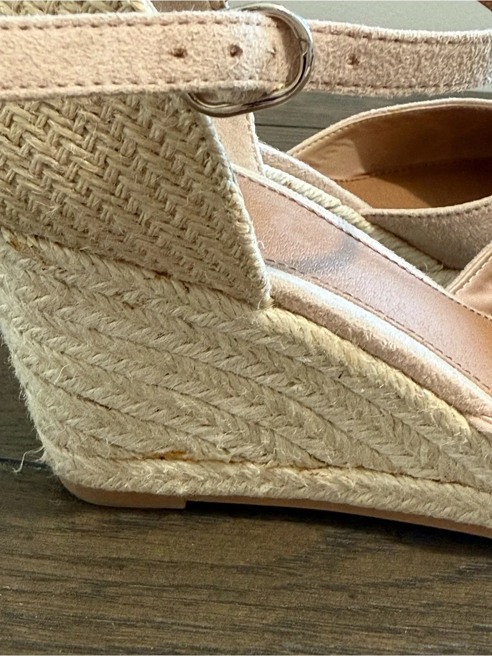 Espadrille Wedge Sandals in Blush Pink
